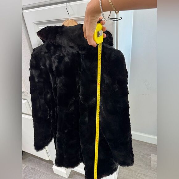 Capitol Fur Co. Real Rabbit Fur Mid-Length Coat Black Medium Vintage Luxury - Picture 6 of 7
